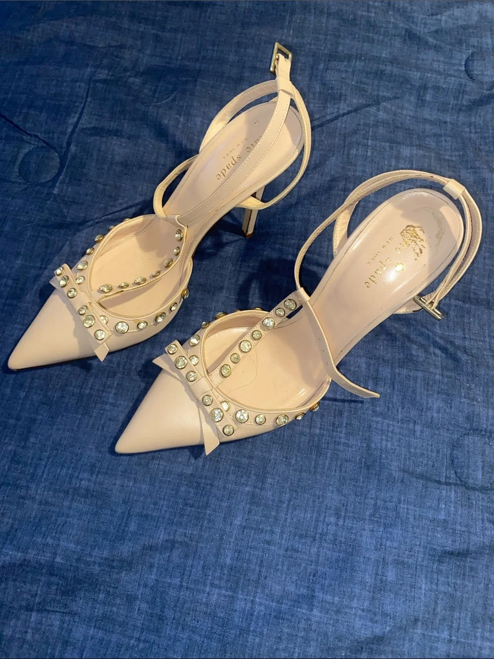 kate spade Blush Pink Crystal-Studded Pointed Slingback Heels